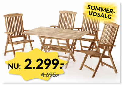 KØLN GRANADA TEAK HAVEMØBELSÆT - SOMMERUDSALG